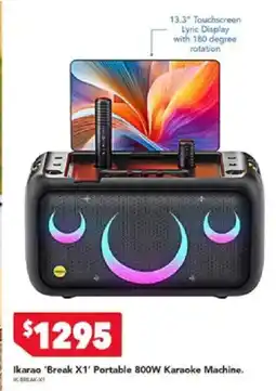 Harvey Norman Ikarao 'break x1' portable 800w karaoke machine offer