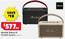 Harvey Norman Marshall 'kilburn iii' portable speaker offer