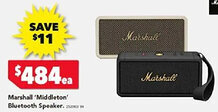 Harvey Norman Marshall 'middleton' bluetooth speaker offer