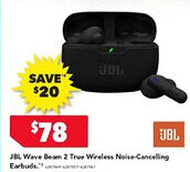 Harvey Norman Jbl wave beam 2 true wireless noise-cancelling earbuds offer