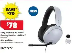 Harvey Norman Sony inzone h3 wired gaming headset - white offer