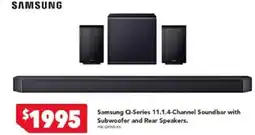 Harvey Norman Samsung q-series 11.1.4-channel soundbar with subwoofer and rear speakers offer