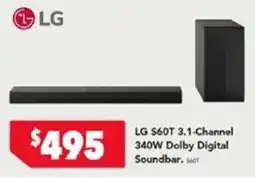 Harvey Norman LG S60T 3.1-Channel 340W Dolby Digital Soundbar offer