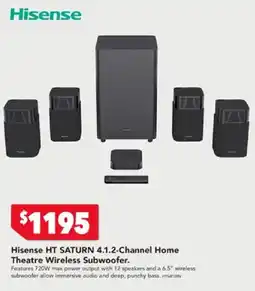 Harvey Norman Hisense HT SATURN 4.1.2-Channel Home Theatre Wireless Subwoofer offer