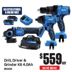 SuperCheap Auto Drill, Driver & Grinder Kit 4.0Ah offer