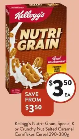 Foodworks Kellogg's Nutri- Grain, Special K or Crunchy Nut Salted Caramel Cornflakes Cereal offer