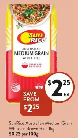 Foodworks SunRice Australian Medium Grain White or Brown Rice offer
