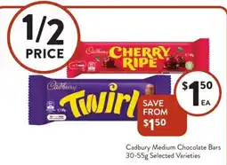 Foodworks Cadbury Medium Chocolate Bars Selected Varieties offer