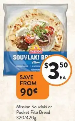 Foodworks Mission Souvlaki or Pocket Pita Bread offer