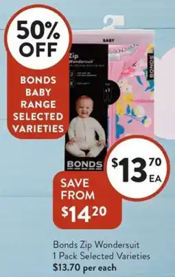 Foodworks Bonds Zip Wondersuit Selected Varieties offer