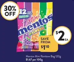 Foodworks Mentos Mini Rainbow Bag offer