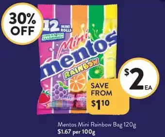 Foodworks Mentos Mini Rainbow Bag offer