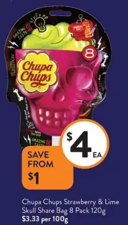 Foodworks Chupa Chups Strawberry & Lime Skull Share Bag offer