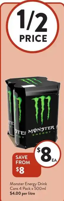 Foodworks Monster Energy Drink Cans offer