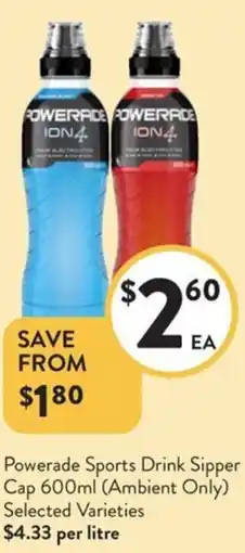 Foodworks Powerade Sports Drink Sipper Cap Selected Varieties offer