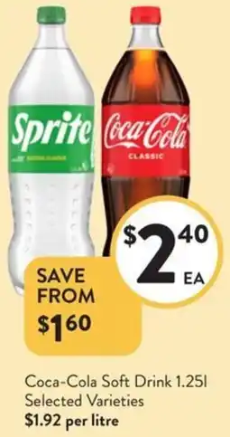 Foodworks Coca-Cola Soft Drink Selected Varieties offer
