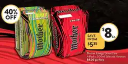 Foodworks Mother Energy Drink Cans Selected Varieties offer