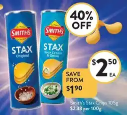 Foodworks Smith's Stax Chips offer
