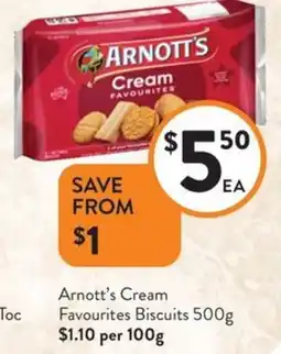 Foodworks Arnott's Cream Favourites Biscuits offer