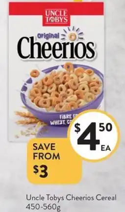 Foodworks Uncle Tobys Cheerios Cereal offer