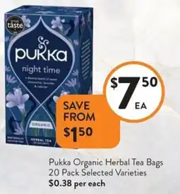Foodworks Pukka Organic Herbal Tea Bags Selected Varieties offer