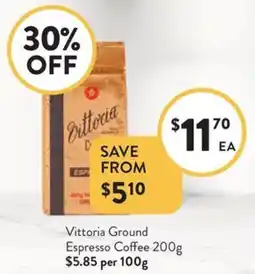 Foodworks Vittoria Ground Espresso Coffee offer