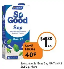 Foodworks Sanitarium So Good Soy UHT Milk offer