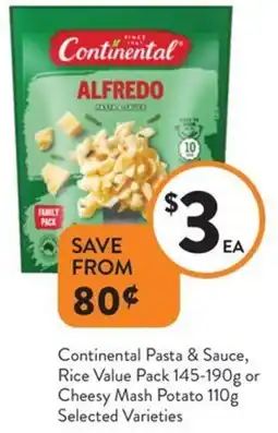 Foodworks Continental Pasta & Sauce, Rice Value Pack or Cheesy Mash Potato Selected Varieties offer