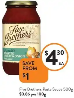 Foodworks Five Brothers Pasta Sauce offer