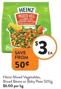 Foodworks Heinz Mixed Vegetables, Broad Beans or Baby Peas offer