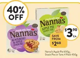 Foodworks Nanna's Apple Pie, Snack Pies or Tarts offer
