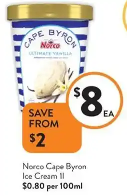 Foodworks Norco Cape Byron Ice Cream offer