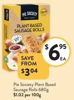 Foodworks Pie Society Plant Based Sausage Rolls offer