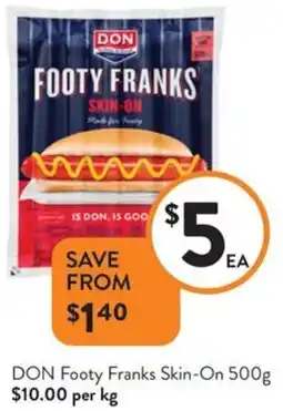 Foodworks DON Footy Franks Skin-On offer