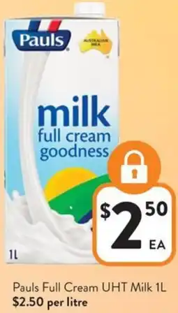 Foodworks Pauls Full Cream UHT Milk offer