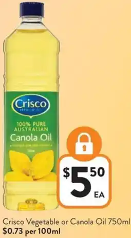 Foodworks Crisco Vegetable or Canola Oil offer