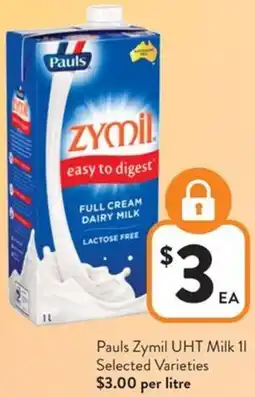 Foodworks Pauls Zymil UHT Milk offer