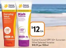 Foodworks Cancer Council SPF 50+ Sunscreen offer