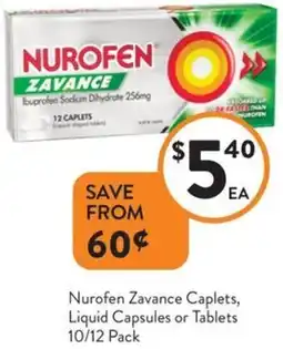 Foodworks Nurofen Zavance Caplets, Liquid Capsules or Tablets offer