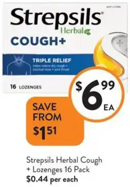 Foodworks Strepsils Herbal Cough + Lozenges offer