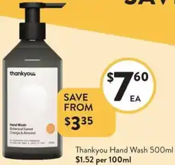 Foodworks Thankyou Hand Wash offer
