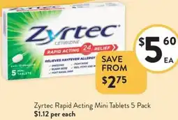Foodworks Zyrtec Rapid Acting Mini Tablets offer