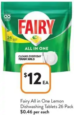 Foodworks Fairy All in One Lemon Dishwashing Tablets offer