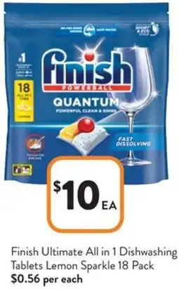 Foodworks Finish Ultimate All in 1 Dishwashing Tablets Lemon Sparkle offer