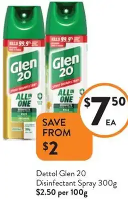 Foodworks Dettol Glen 20 Disinfectant Spray offer