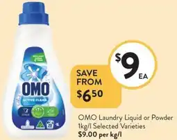 Foodworks OMO Laundry Liquid or Powder offer