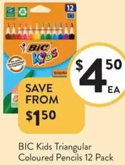 Foodworks BIC Kids Triangular Coloured Pencils offer