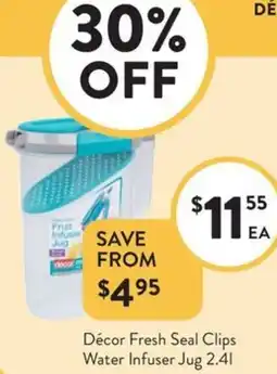 Foodworks Décor Fresh Seal Clips Water Infuser Jug offer