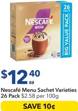 Ritchies Nescafé Menu Sachet offer