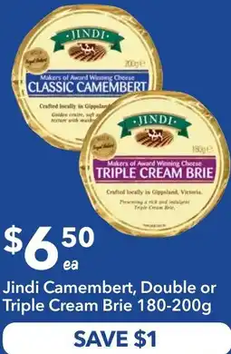Ritchies Jindi Camembert, Double or Triple Cream Brie offer